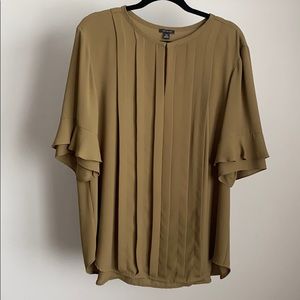 Ann Taylor Moss Green Pleated Blouse - XXL